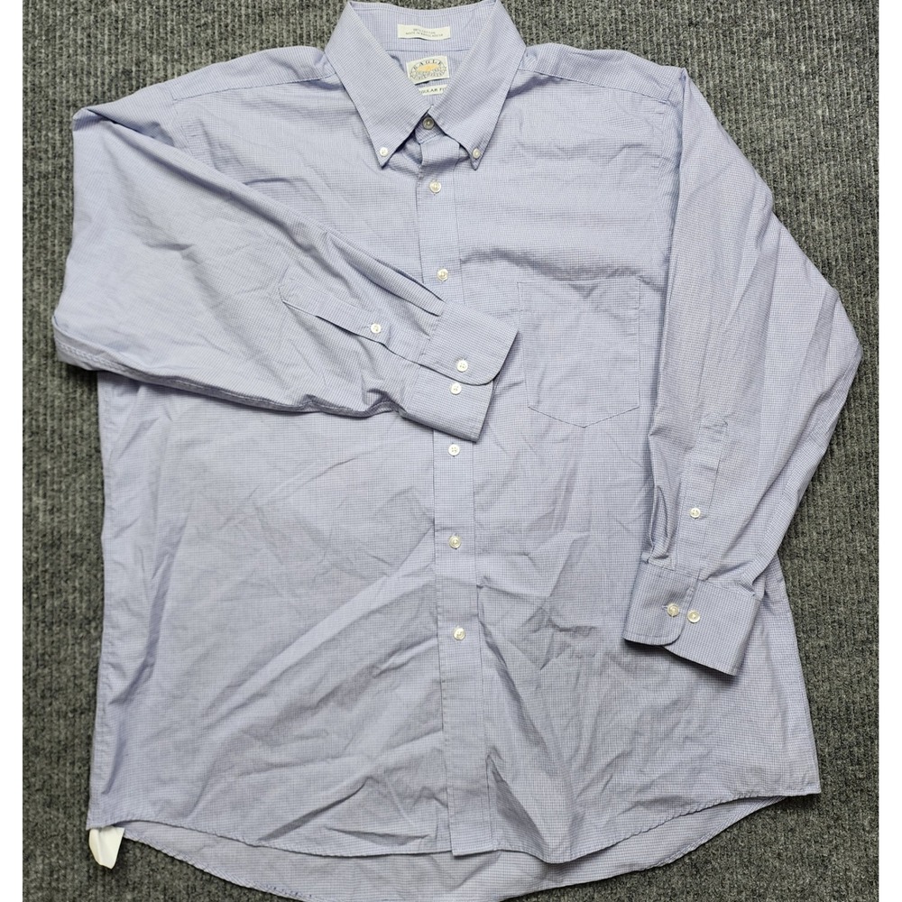 Eagle Shirtmakers Mens 17.5 32/33 Blue Check Non-Iron Regular Fit Dress Shirt
